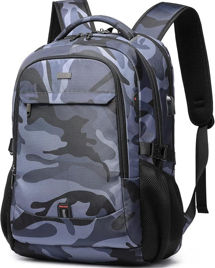 DUSLANG 17 Inch Travel Laptop Backpack Water Resistant Hiking Backpack for Men Laptop Bag with USB Charging Port,Camouflage green