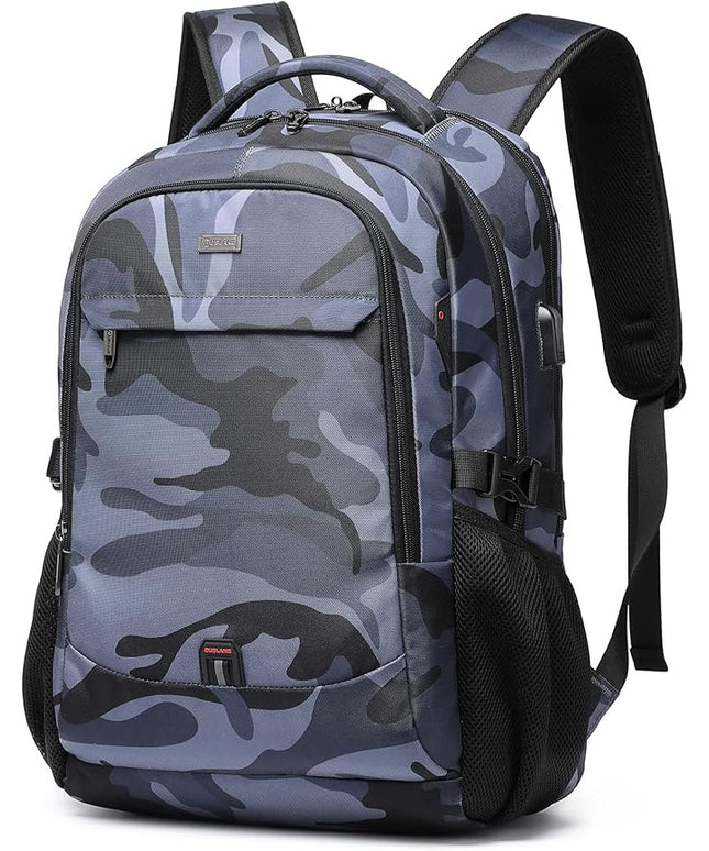DUSLANG 17 Inch Travel Laptop Backpack Water Resistant Hiking Backpack for Men Laptop Bag with USB Charging Port,Camouflage green