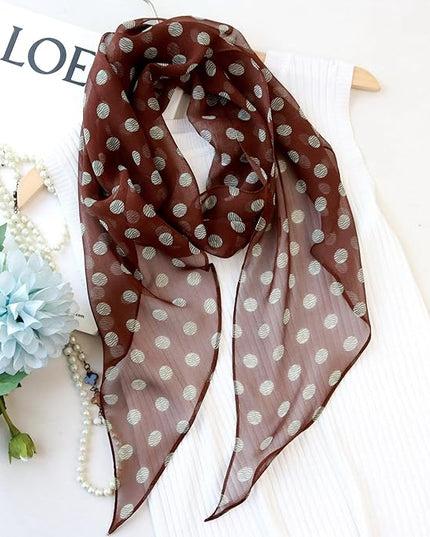 JERLA Women 100% Mulberry silk Scarf Long Large Lightweight Scarves Fashion Women Soft polka dot Print Neckerchief