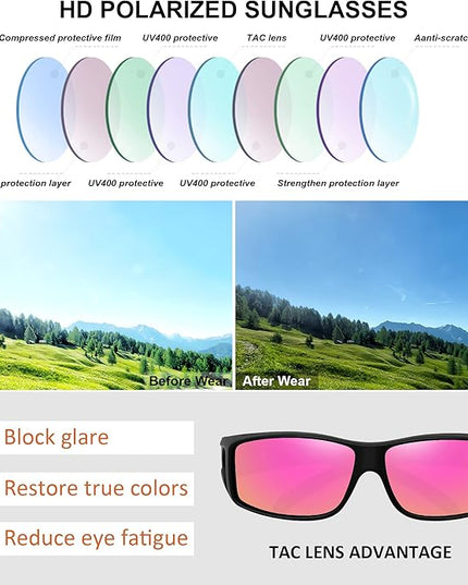 MEETSUN Fit Over Glasses Sunglasses for Men Women,Wrap Around Sunglasses Polarized UV400 Protection