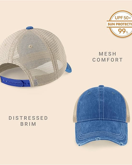 CHOK.LIDS Everyday Premium Washed Trucker Hat Unstructured Distressed Pigment Dyed Cap Adjustable Outdoor Headwear