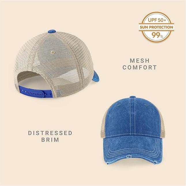 CHOK.LIDS Everyday Premium Washed Trucker Hat Unstructured Distressed Pigment Dyed Cap Adjustable Outdoor Headwear