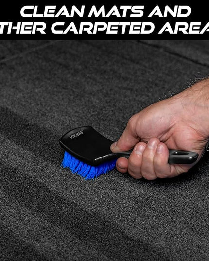 Viking Carpet Cleaning and Scrub Brush for Floor Mats, Cleaning Brush for Car Interior and Home, Black and Blue, 8.3 inch x 2.5 Inch