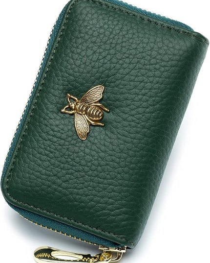 imeetu RFID Credit Card Holder, Small Leather Zipper Card Case Wallet for Women