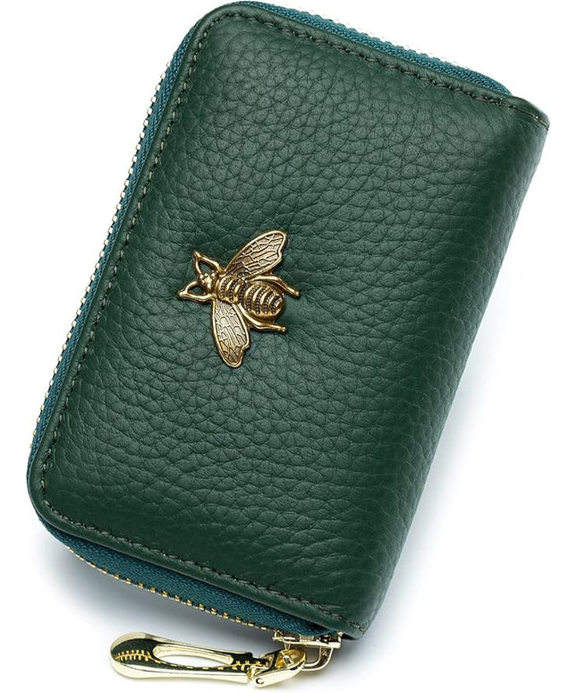 imeetu RFID Credit Card Holder, Small Leather Zipper Card Case Wallet for Women