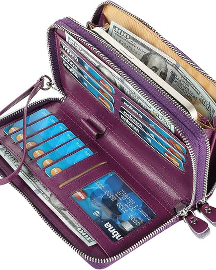 Lavemi Small Compact Women Wallet RFID Blocking Genuine Leather Bifold Purse with ID Windows