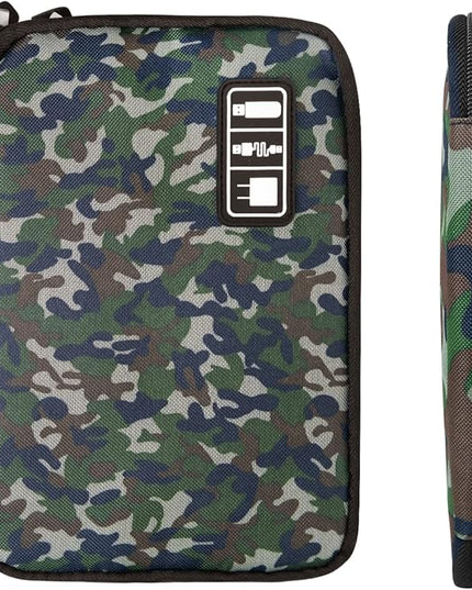 Electronics Travel Organizer,Portable Waterproof Electronic Travel Storage Bag for Small Charging Cord Storage,Charger,SD Card etc,for Travel,Business -Camouflage Green
