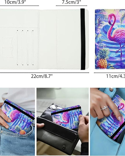 Passport Holder for Women and Men PU Leather Passport Cover for Travel (Flamingo)