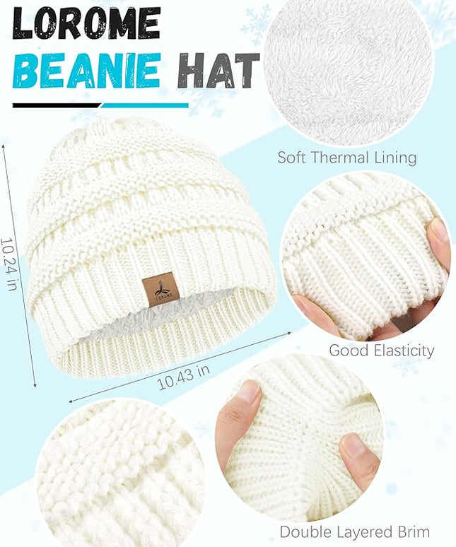 Winter Beanie Hat Scarf Gloves, Warm Fleece Knit Hats Touch Screen Gloves Neck Scarf Set Winter Gifts for Unisex Adult