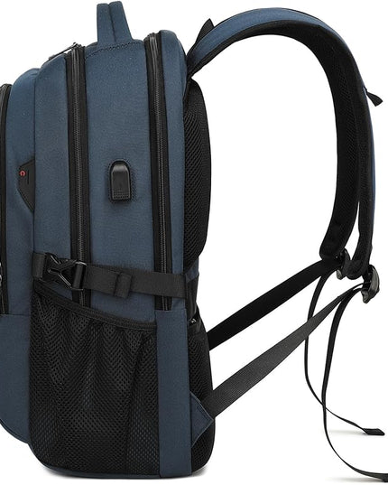 DUSLANG 17 Inch Laptop Backpack for Travel with Backpack Rain Cover College Backpack for Men Laptop Bag with USB Charging Port,Blue