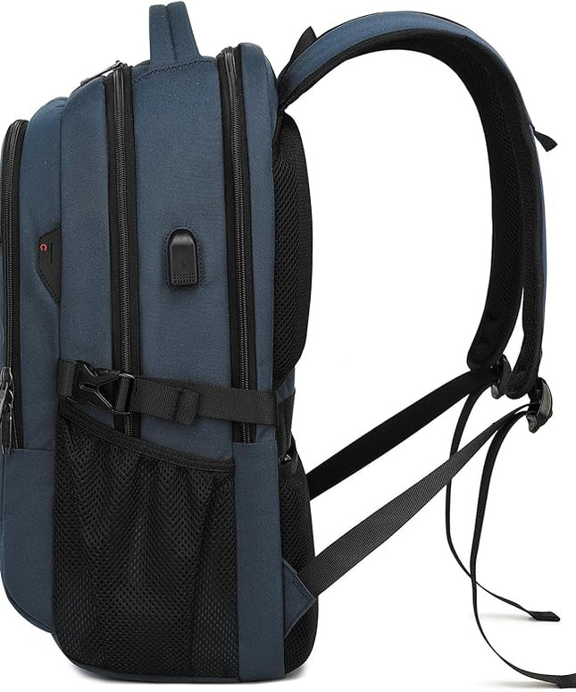 DUSLANG 17 Inch Laptop Backpack for Travel with Backpack Rain Cover College Backpack for Men Laptop Bag with USB Charging Port,Blue