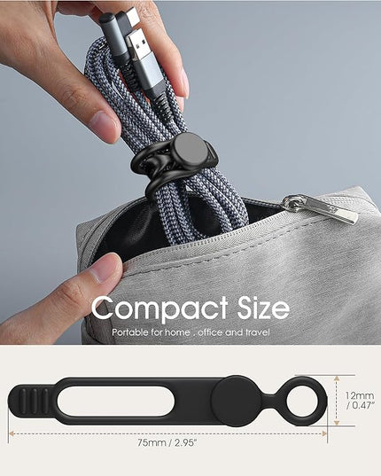 20Pcs Nearockle Silicone Cable Ties 3 Inch Cord Organizer, Reusable Small Zip Ties Cable Organizer for Charging Cords Earphone Computer Wire, Office Desk Cable Management Travel Accessories(Black)
