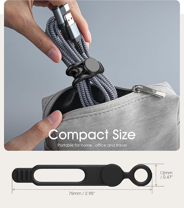 20Pcs Nearockle Silicone Cable Ties 3 Inch Cord Organizer, Reusable Small Zip Ties Cable Organizer for Charging Cords Earphone Computer Wire, Office Desk Cable Management Travel Accessories(Black)