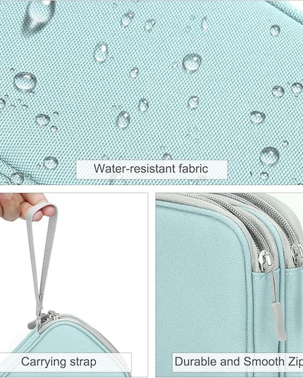 FYY Electronic Organizer, Travel Cable Organizer Bag Pouch Electronic Accessories Carry Case Portable Waterproof Double Layers Storage Bag for Cable, Charger, Phone, Earphone, Medium Size, Mint Green
