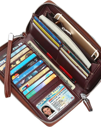Lavemi Small Compact Women Wallet RFID Blocking Genuine Leather Bifold Purse with ID Windows
