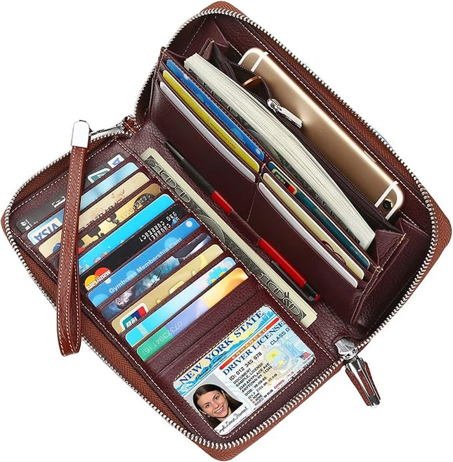 Lavemi Small Compact Women Wallet RFID Blocking Genuine Leather Bifold Purse with ID Windows