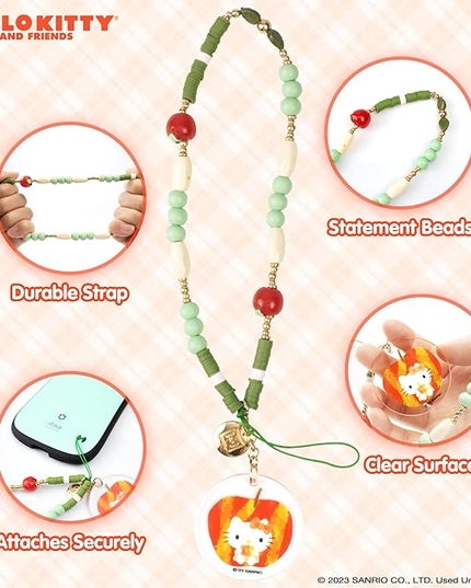 iFace Hello Kitty and Friends Beaded Wristlet Universal Phone Charm Strap - Cute Wrist Chain Lanyard Aesthetic Decor Strap for Cell Phone Camera Keys AirPods Keychains