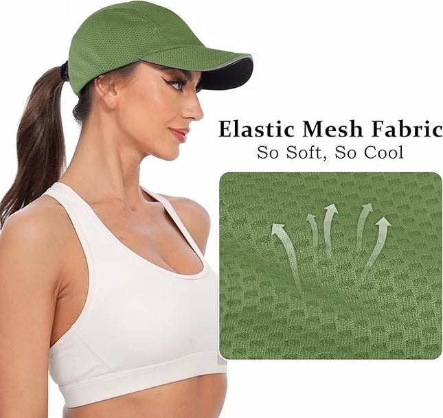 GADIEMKENSD Women's Race Day Running Cap Performance Mesh Hat - Excellent Ventilation, Lightweight, Reflective Safety