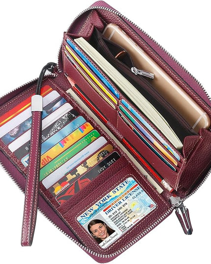 Lavemi Small Compact Women Wallet RFID Blocking Genuine Leather Bifold Purse with ID Windows