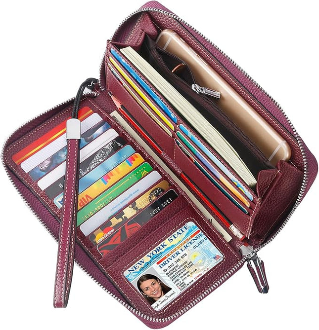 Lavemi Small Compact Women Wallet RFID Blocking Genuine Leather Bifold Purse with ID Windows