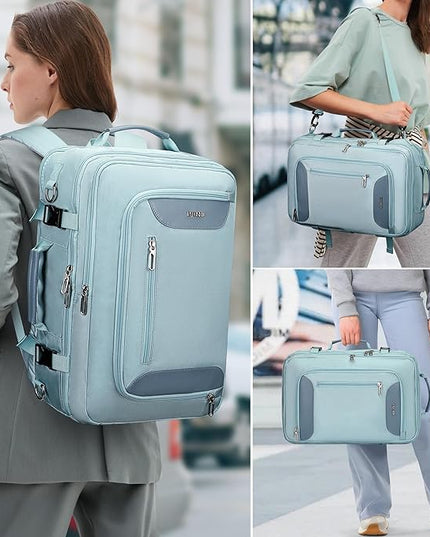PIJUSHI Travel Backpack for Women Flight Approved Carry on Bag 16 inch Laptop Personal Item Daypack with Shoe Compartment(PE038 Blue)