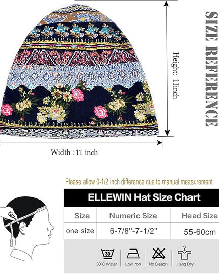 ELLEWIN Cotton Slouchy Beanie Hip-Hop Soft Lightweight Running Beanie Adult Dwarf Hats Chemo Cap for Men Women