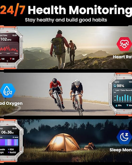 GPS Military Smart Watch for Men，GPT Voice Assistant，Smartwatch with LED Flashlight，2.01" HD Display Bluetooth Call，Fitness Tracke with Multiple Sports Modes，Compatible with Android & iOS