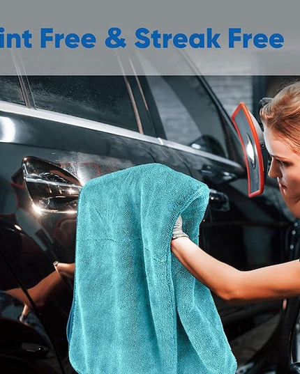 HOMEXCEL Professional Car Drying Towel (36"x 24") with Twisted-Loop Technology, 1200GSM for a Streak-Free Finish – Microfiber Towels for Cars, Trucks, SUVs, RVs and Motorcycles, Lake Green