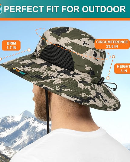 SUN CUBE Wide Brim Sun Hat Men Women, Fishing Hats Sun UV Protection, Mens Hiking Bucket Hat Safari Beach Boonie, UPF 50+