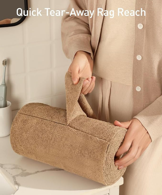 Fantasticlean Microfiber Cleaning Cloth Roll -75 Pack, Tear Away Microfiber Towels, 12" x 12", Reusable, Washable, Scratch Free, Ultra Absorbent for All-Around Cleaning Supplies (TAN)