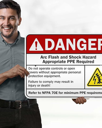 Danger Arc Flash And Shock Hazard Appropriate PPE Required Sign, 18x24 Inches, 3M EGP Reflective .080 Aluminum, Fade Resistant, Made in USA by My Sign Center