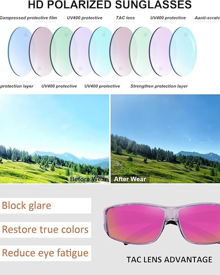 MEETSUN Fit Over Glasses Sunglasses for Men Women,Wrap Around Sunglasses Polarized UV400 Protection