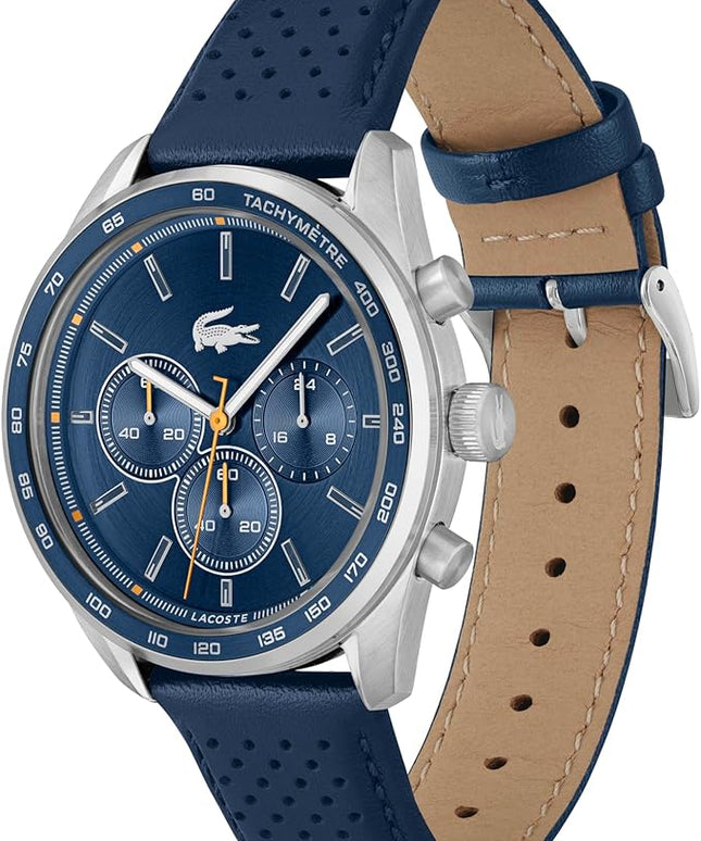 Lacoste Boston Men's Chronograph Watch - Classic Stainless Steel - Tachymeter - Water Resistant up to 5ATM/50 Meters - Modern Design for Him - 42mm