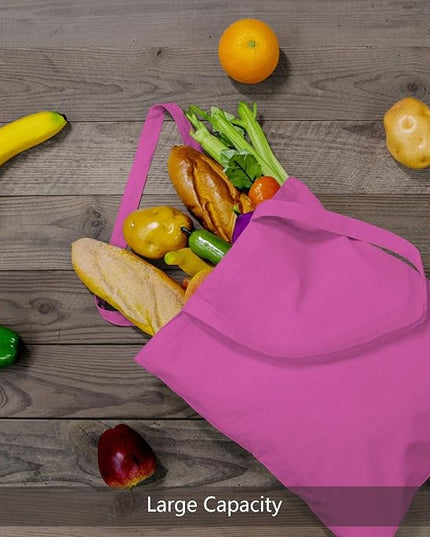 TOPDesign 24-Pack Economical 16"x15" Pink Cotton Tote Bag, Lightweight Medium Reusable Grocery Shopping Cloth Bags, Suitable for DIY, Advertising, Promotion, Gift, Activity
