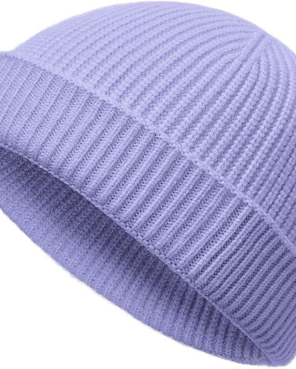 vidsel Thin Wool Fisherman Beanie Hat for Men Women Fall Winter,Short Knit Cuffed Fashion Trawler Skull Cap,Watch Cap