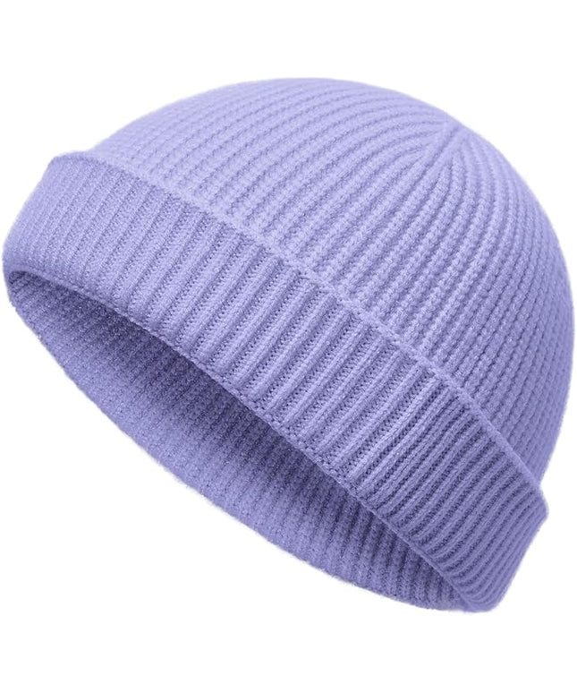 vidsel Thin Wool Fisherman Beanie Hat for Men Women Fall Winter,Short Knit Cuffed Fashion Trawler Skull Cap,Watch Cap