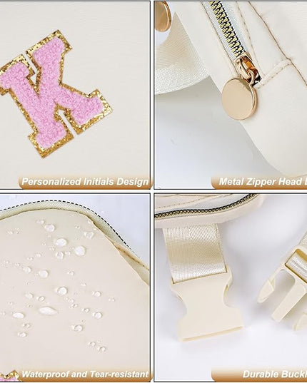 Uygafly Valentines Day Gifts for Teenage Girls,Teen Girls Initial Fanny Pack | Travel Monogrammed Crossbody Bag | 6 7 8 9 10 11 12 13 14 15 16 Years Old Girl Trendy Stuff | Cream,K