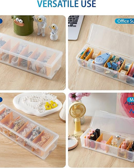 2 Pack Cable Organizer Storage Box with 16 Cable Ties, Clear Phone Charger Organizer Case Wire Organizers for Cords Electronic Storage Box for Drawer Desk Office Home