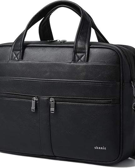Shrrie Leather Messenger Bag for Men&Women 16 inch Laptop Bag,Water-Resistant Retro Leather Briefcase for Men Business,Work