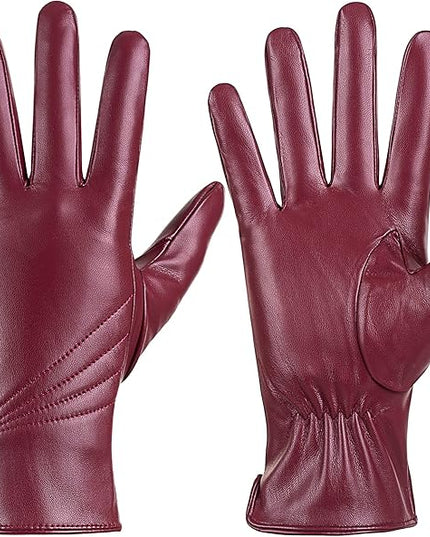 Winter Leather Gloves for Women, Warm Touchscreen Driving Texting Cashmere Lined Gloves…