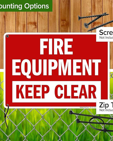 Fire Equipment Keep Clear Sign, 10x14 Inches, Rust Free .040 Aluminum, Fade Resistant, Made in USA by My Sign Center