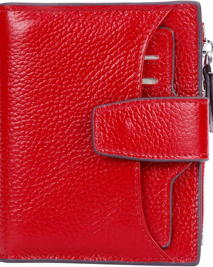 AINIMOER Women's RFID Blocking Leather Small Compact Bi-fold Zipper Pocket Wallet Card Case Purse with id Window