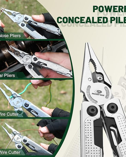 MOSSY OAK Multitool, 20-in-1 Stainless Steel Multi Tool Pliers, Self-locking Pliers with Sheath-Perfect for Outdoor, Survival, Camping, Hiking