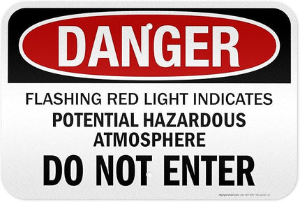 Danger Flashing Red Light Indicates Potential Hazardous Atmosphere Do Not Enter Sign, 12x18 Inches, 3M EGP Reflective .063 Aluminum, Fade Resistant, Made in USA by My Sign Center