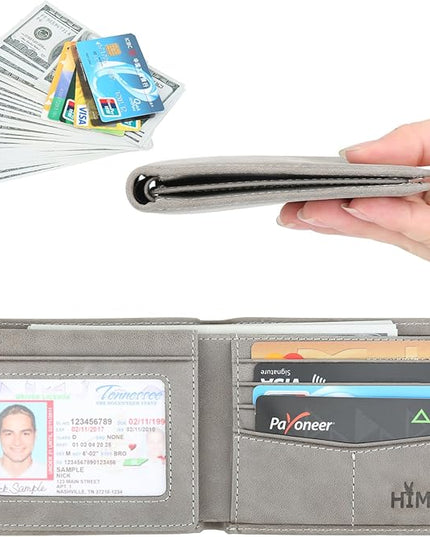 Wallet for Men-Genuine Leather RFID Blocking Bifold Stylish Wallet With 2 ID Window