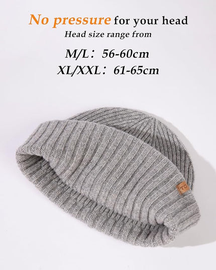 TOP-EX PolarWool™ 100% Merino Wool Short Fisherman Beanie Hats for Men Women Knit Skull Cap Cuffed Beanies Warm Winter Hats