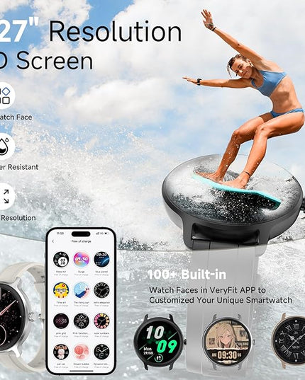 Smart Watches for Women Men 1.27" HD Fitness Tracker with Heart Rate/Sleep/Step/SpO2 Monitor, IP68 Waterproof Watch for Android iOS (White)