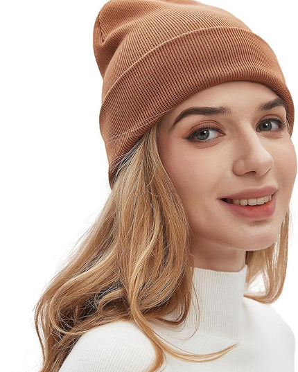 100% Cotton Beanies for Men Women Cotton Hats Soft Warm Unisex Cuffed Plain Skull Hat Autumn Winter Slouchy Knitted Cap