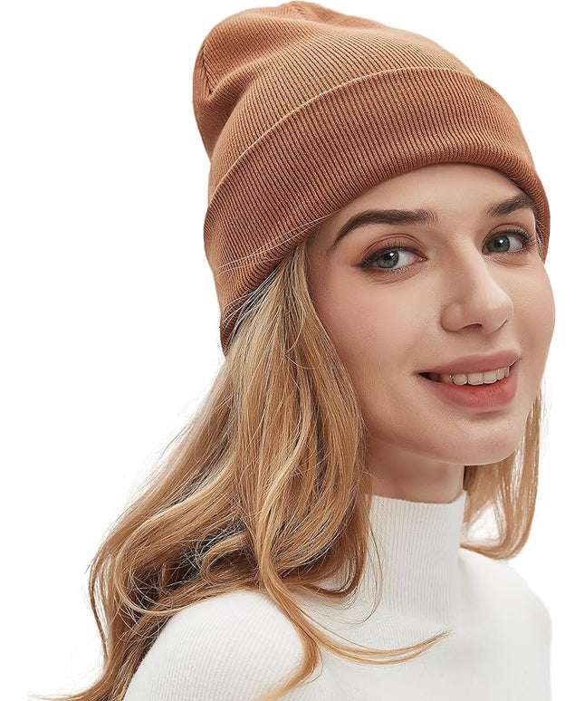 100% Cotton Beanies for Men Women Cotton Hats Soft Warm Unisex Cuffed Plain Skull Hat Autumn Winter Slouchy Knitted Cap