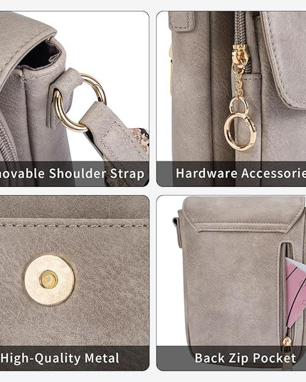 APHISON Small Crossbody Bags for Women Trendy, Leather Phone Wallet Purses Handbags Card Slots with Adjustable Guitar Strap